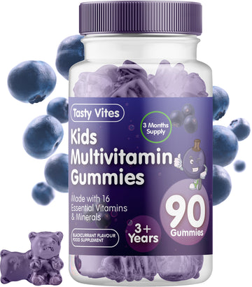 Kids Multivitamin Gummies - Blackcurrant Flavour - With Vitamin A, C, D3, B6, B12, E, K, Biotin, Zinc & more