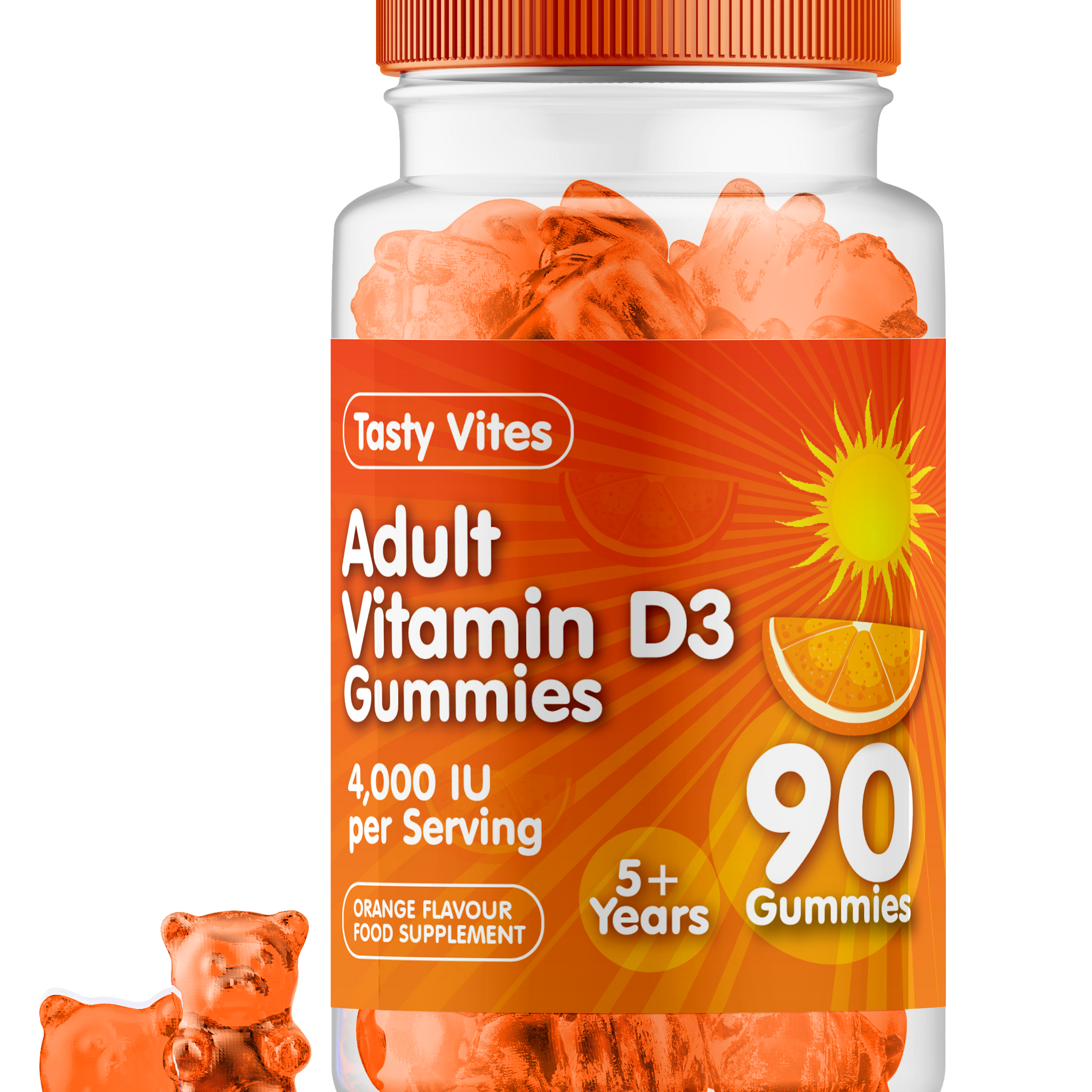 Vitamin D Gummies Men & Women 4000IU HIGH STRENGTH - Orange Flavour