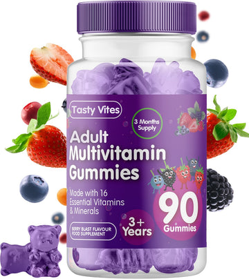 Adult Multivitamin Gummies - Berry Blast Flavour - For Men & Women With Vitamin A, C, D3, B6, B12, E, K, Biotin, Zinc & more (Copy)