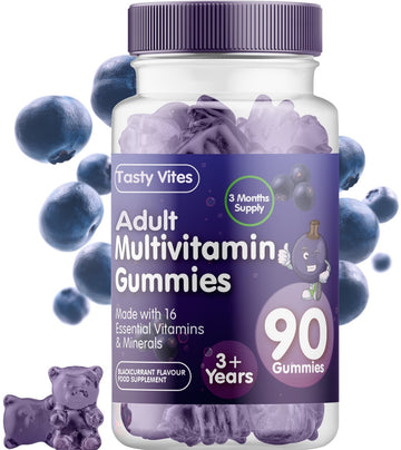Adult Multivitamin Gummies - Blackcurrant Flavour - For Men & Women With Vitamin A, C, D3, B6, B12, E, K, Biotin, Zinc & more (Copy)