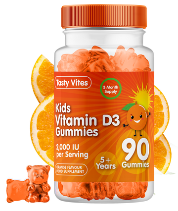 Vitamin D 90 Kids Gummies 2000IU, Immune Support Teeth Bones - Orange